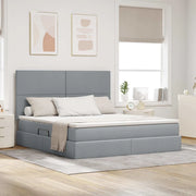 Letto con contenitore e LED con led Grigio chiaro 160 x 200 cm