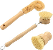 Tre set di spazzole per lavastoviglie naturali, 2 spazzole per piante + 1 spazzola per bottiglie di cocco biologico, spazzola per pulizia in legno ecologo per cucina, utilizzabile per piatti, pentole, bacinelle