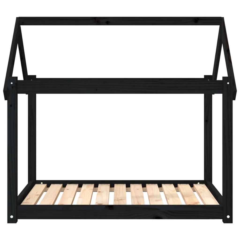 Cuccia per Cani Nera 101x70x90 cm in Legno Massello di Pino 822216
