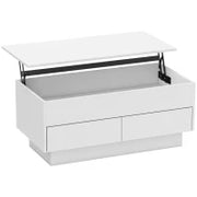 Tavolino da salotto con scomparto nascosto e 2 cassetti, 100 x 50 x 44 cm, bianco