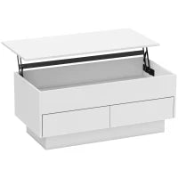 Tavolino da salotto con scomparto nascosto e 2 cassetti, 100 x 50 x 44 cm, bianco