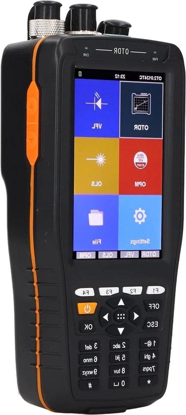 Testatore OTDR multifunzionale con schermo touchscreen da 397 pollici - Strumento di test per fibra ottica con portata dinamica 60 Km 20DB - FC/PC SC/PC (cavo di alimentazione EU)