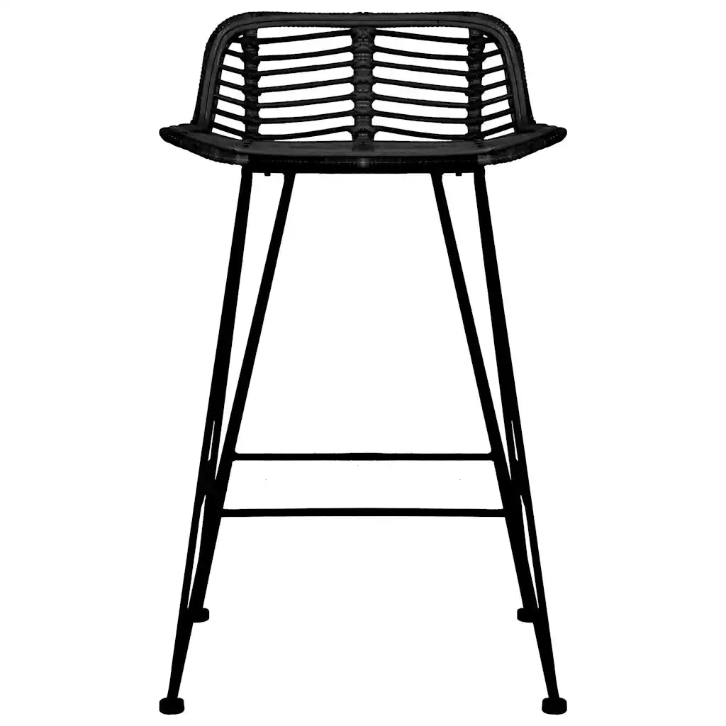 Sedie da Bar 2 pz Nere in Rattan cod mxl 54883