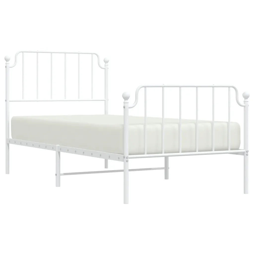 Giroletto con Testiera e Pediera Metallo Bianco 90x200 cmcod mxl 108558