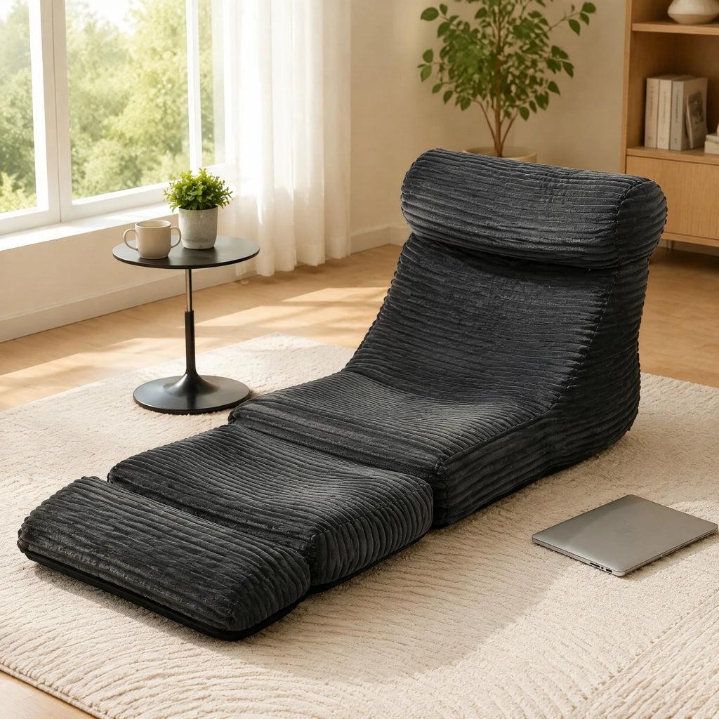 POLTRONA Convertibile 2 in 1 190 cm Flanella Nera