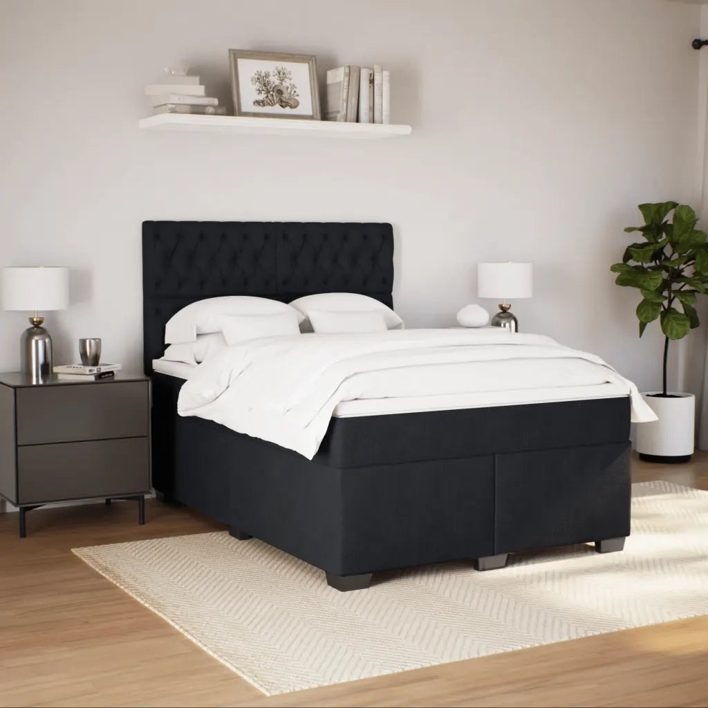Giroletto a Molle con Materasso Nero 140x190 cm in Velluto 3290914