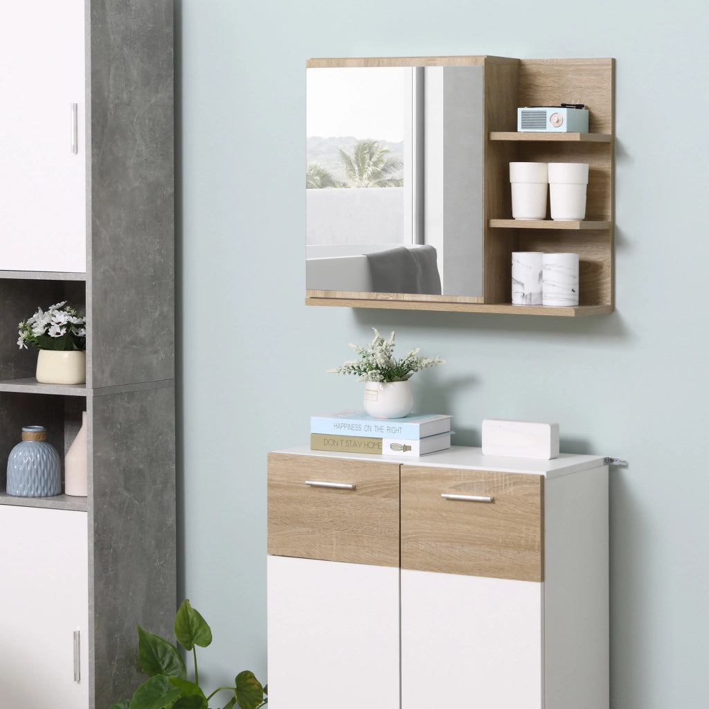 Specchiera Bagno con Anta e Ripiani ¨C zephmum ¨C Legno 60x18x50 cm