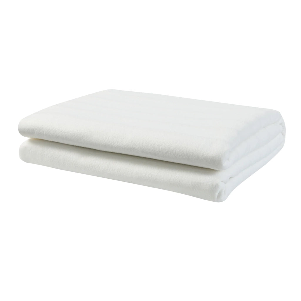 Coperta elettrica riscaldata per 2 persone con 2 telecomandi rimovibili 3 impostazioni di temperatura protezione dal surriscaldamento 160 x 140 cm poliestere bianco 03_0009338