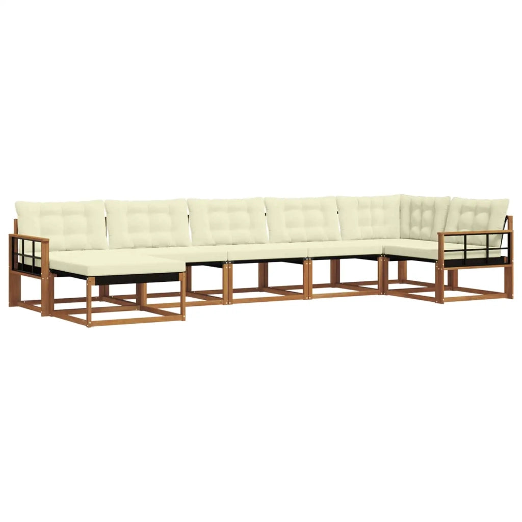 Set di divani da esterno con cuscino 7 pcs Naturale e Crema