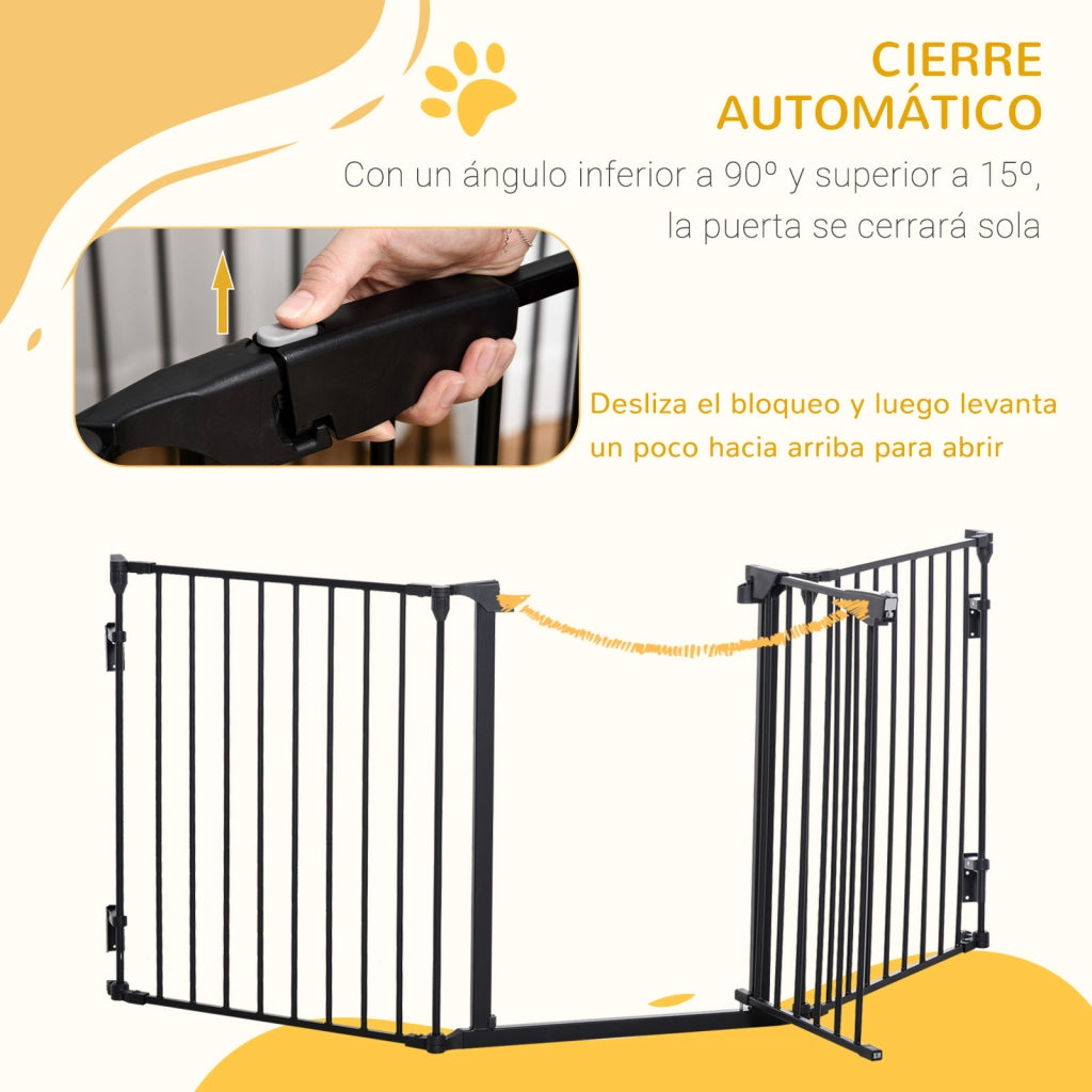 Barriera per Cani Pieghevole 3 Pannelli Porta Corridoio ¨C Zephmum ¨C Nero 180x74.5 cm