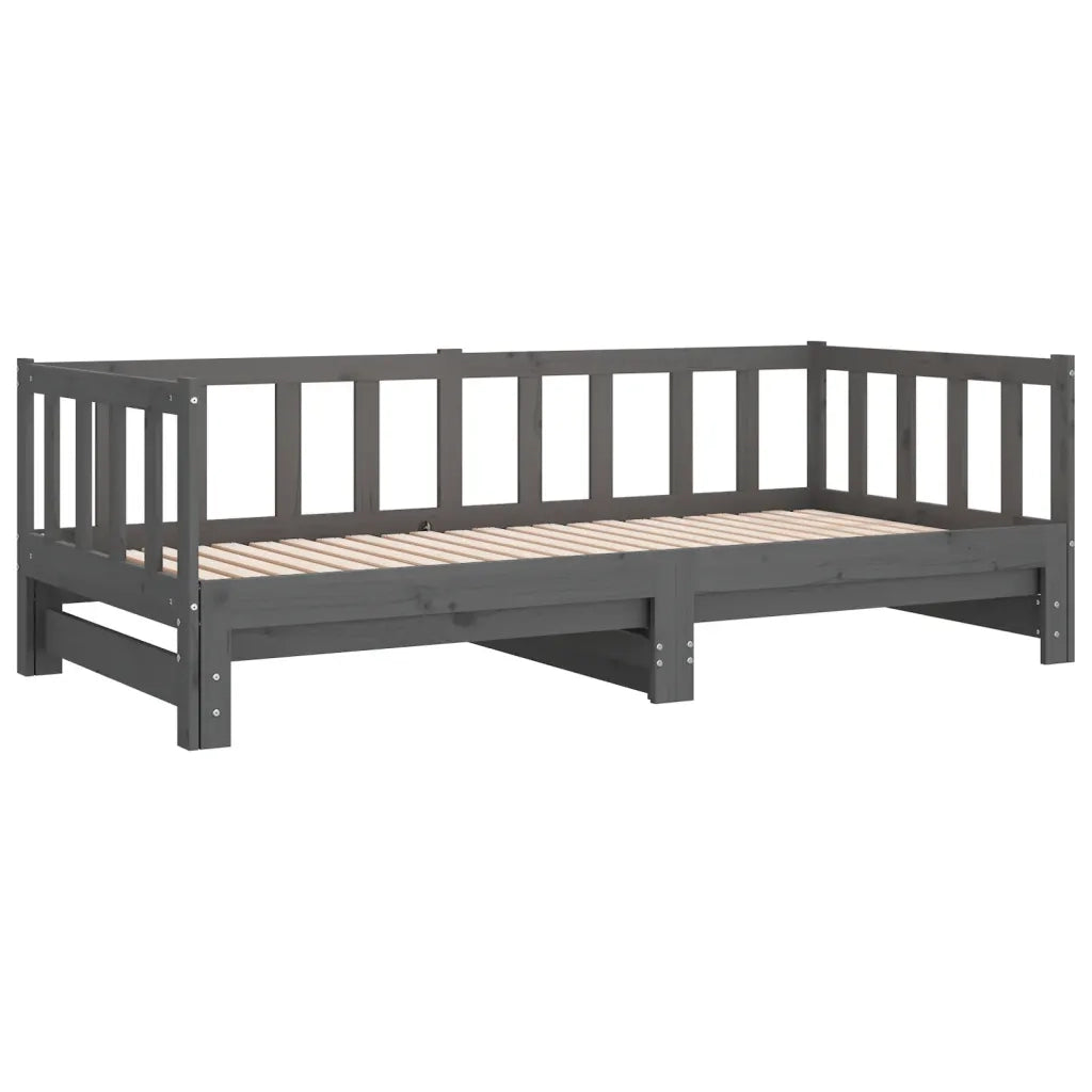 Letto da camera | Dormeuse Estraibile Grigia 2x(90x190) cm Legno Massello di Pino