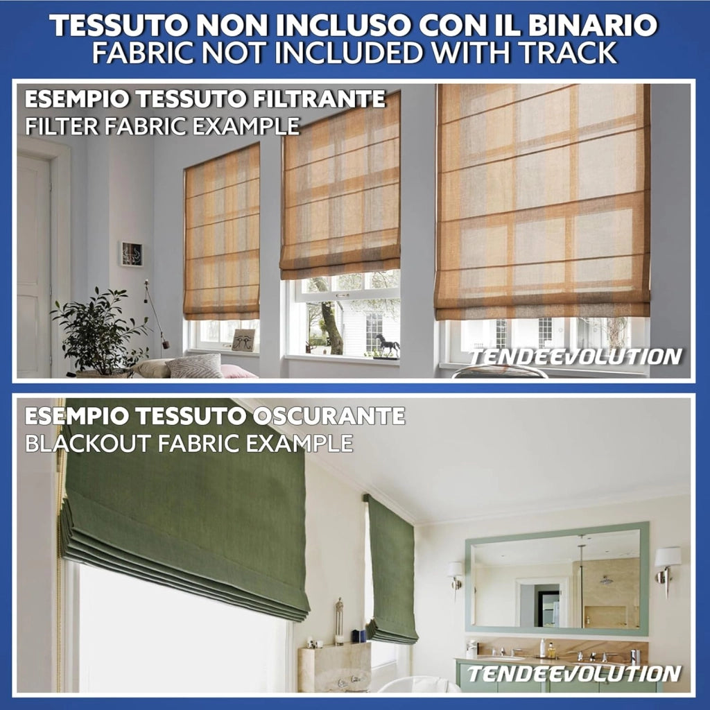 BASTONE BINARIO PER TENDA A PACCHETTO CON 4 CALATE A SGANCIO RAPIDO IN ALLUMINIO BIANCO LUNGHEZZA 100 CM Attacco Parete COMANDO A DESTRA