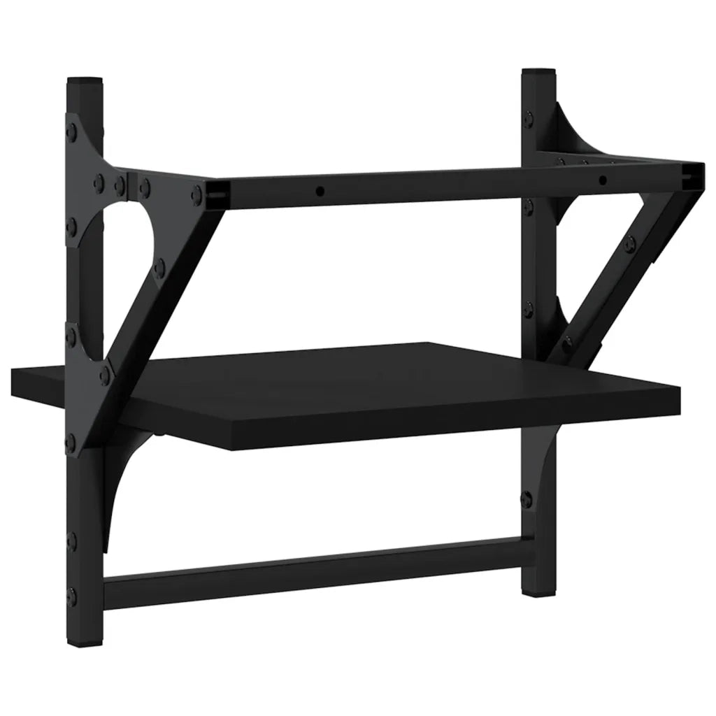 Mensole da Parete con Aste 2 pz Nere 30x25x30 cm 836233