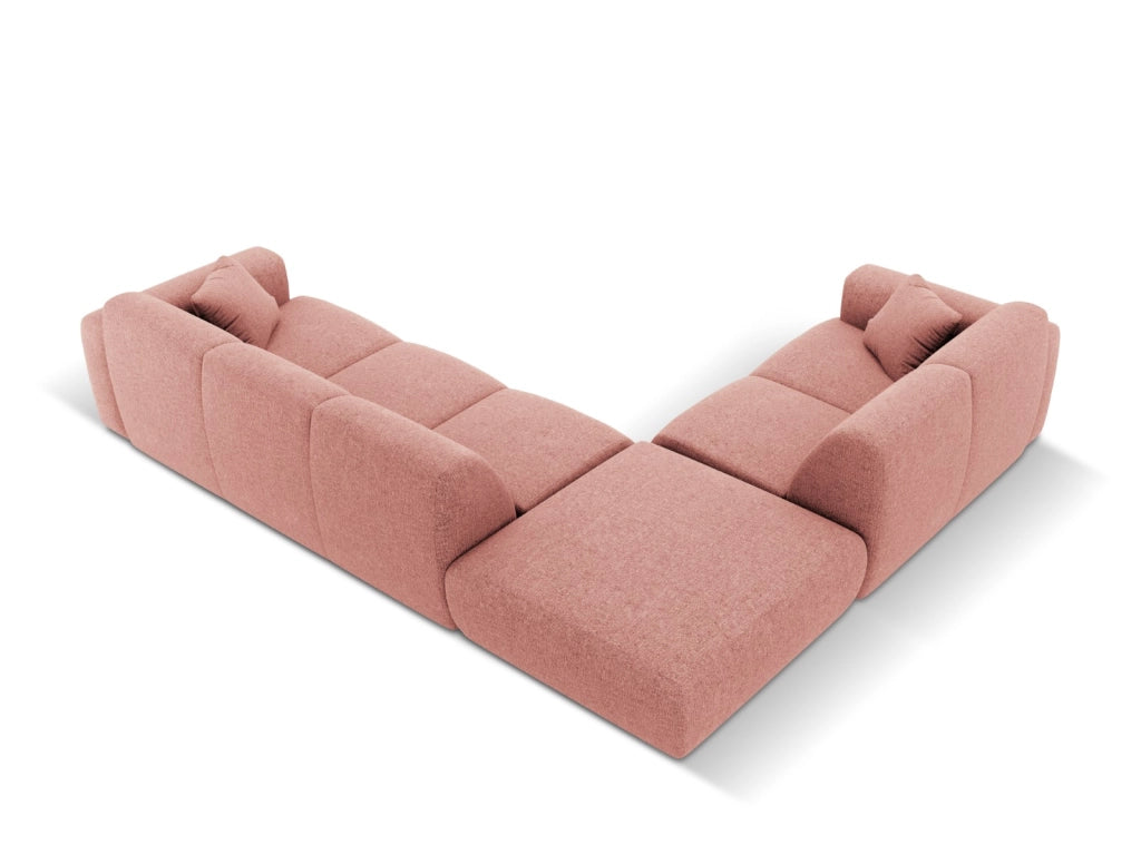 Cosmopolitan Design - Divano angolare sinistro "Nolio" 4 posti in ciniglia rosa 