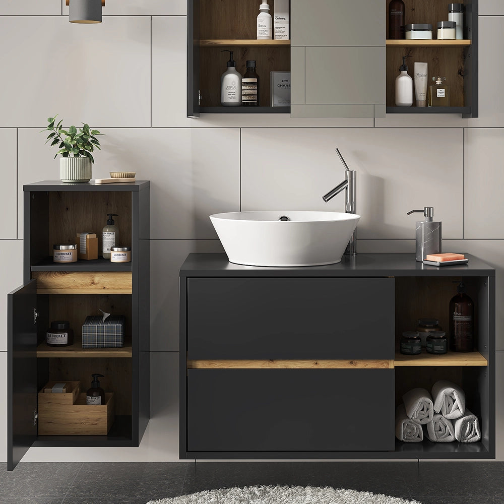 Vicco Set di mobili da bagno Antracite 3 parti, con mobile midi