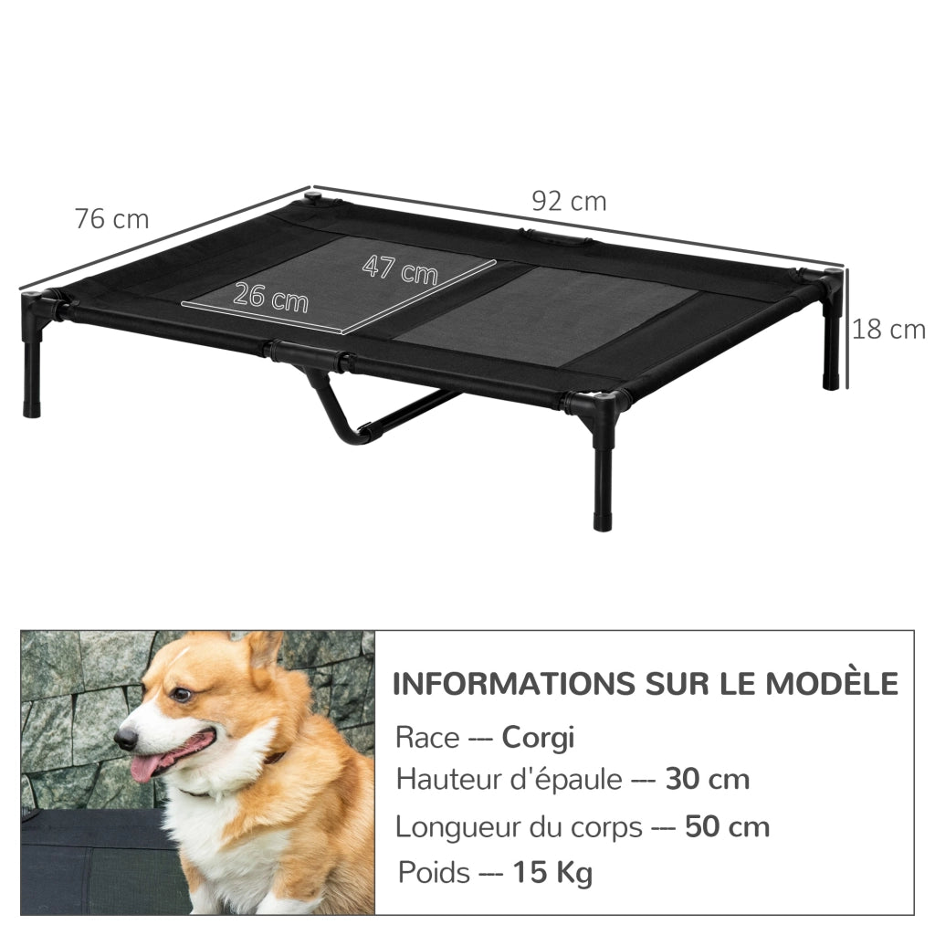 Letto per animali ¨C zephmum ¨C tessuto nero 92x76x18 cm