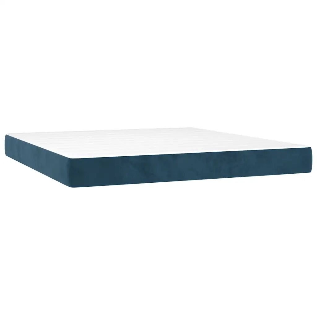 Giroletto a Molle con Materasso Blu Scuro 180x200 cm in Velluto