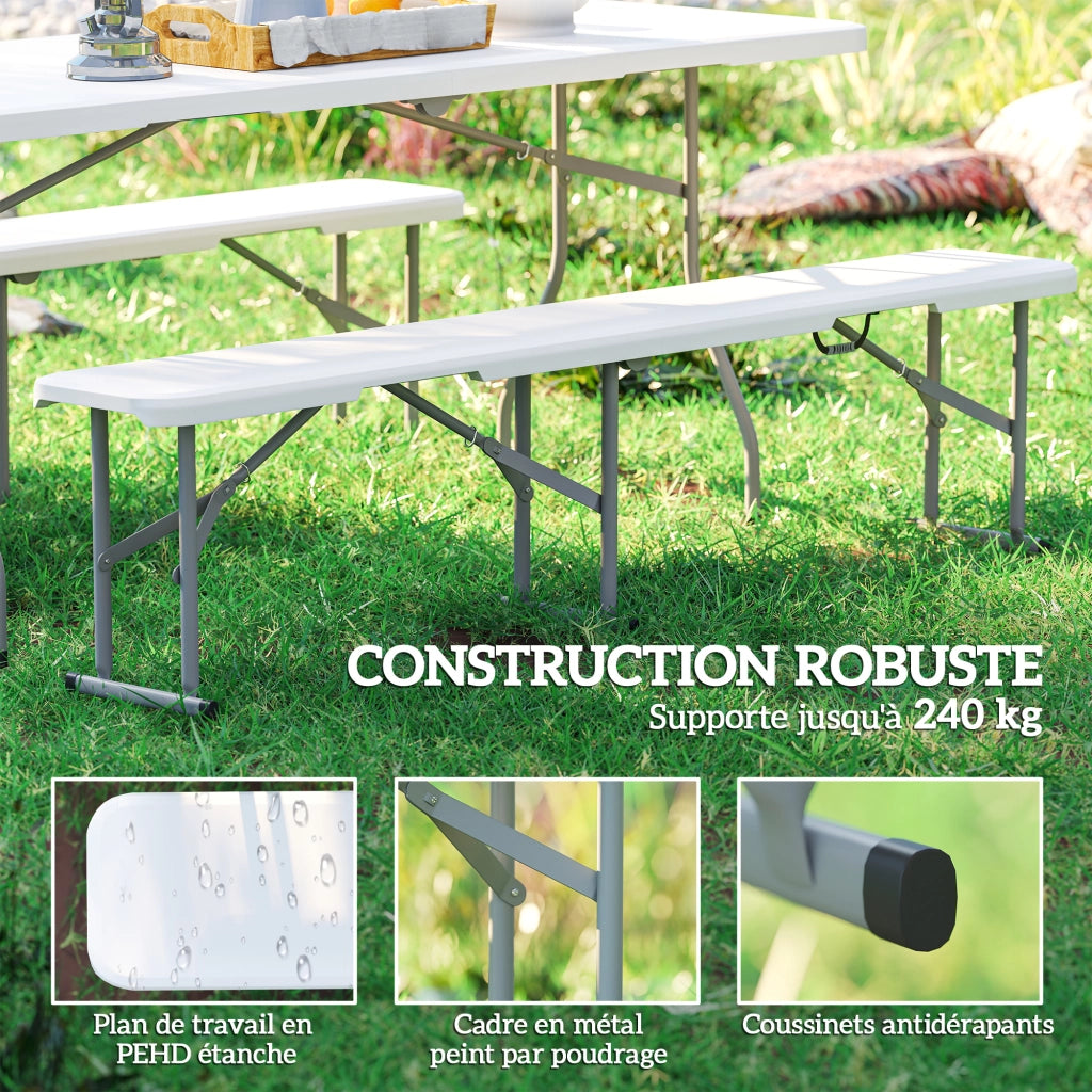 Panche da giardino pieghevoli 2 pezzi ¨C zephmum ¨C Bianco 182x28x42 cm