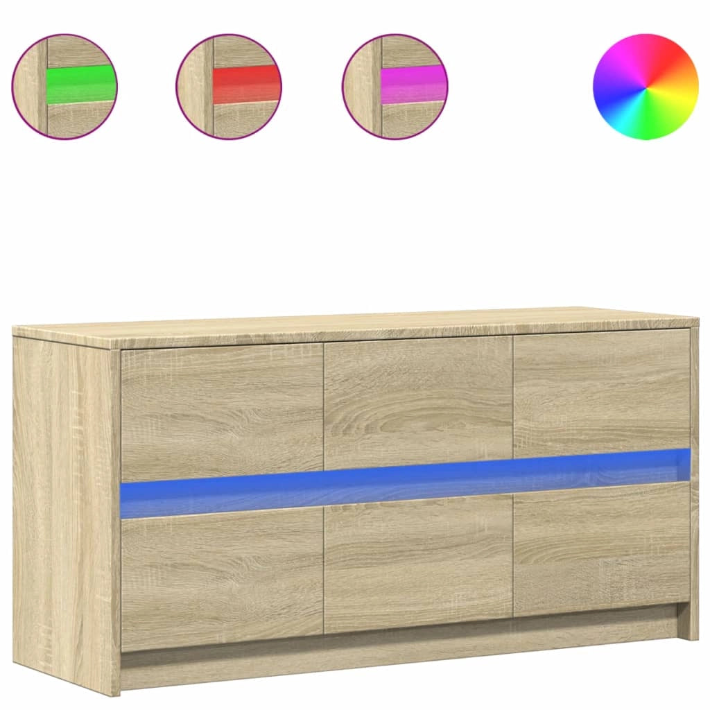 Mobile TV multimediale mensola TV credenza mobile TV per sala da pranzo soggiorno camera da letto con illuminazione a LED rovere Sonoma 100 x 34 x 50 cm legno ingegnerizzato marrone 02_0026484