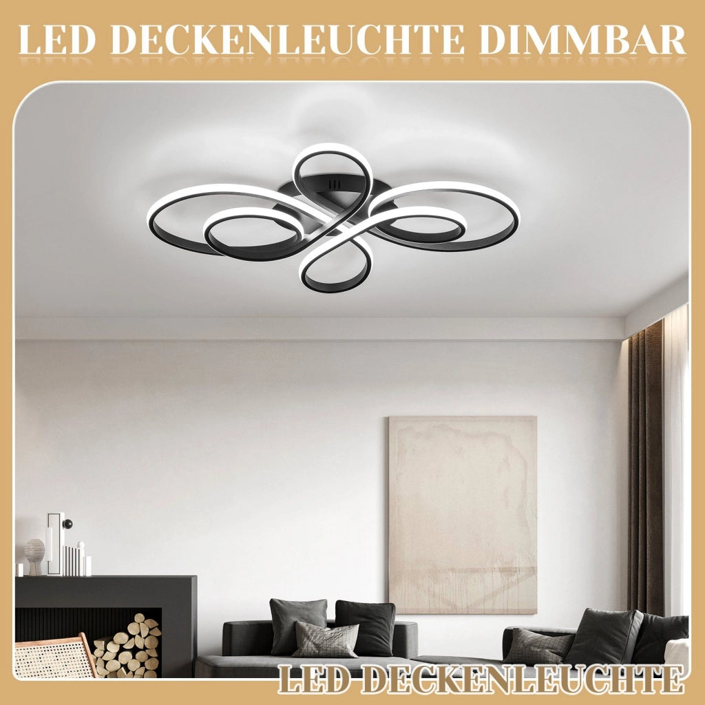 ZMH Lampada da soffitto plafoniera LED nera dimmerabile 78W 80cm stile moderno telecomando per soggiorno