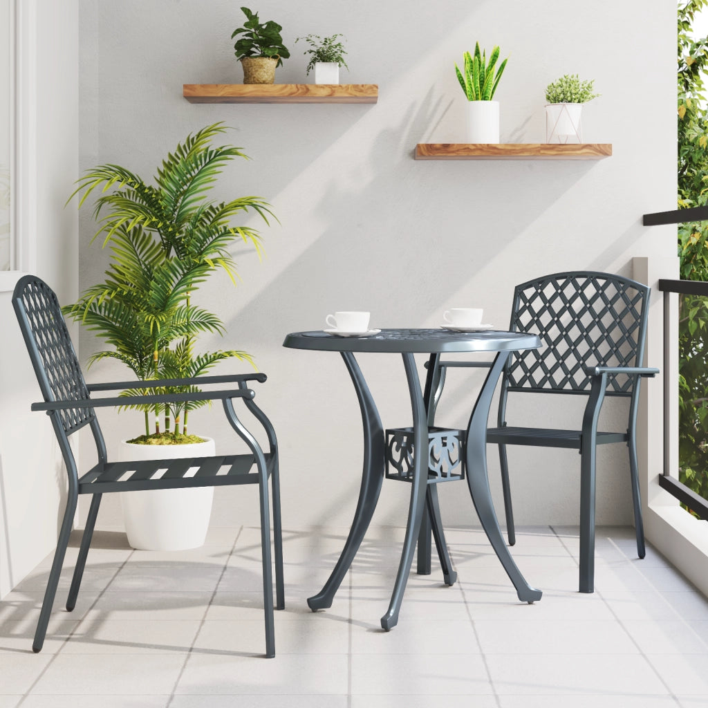 Sedie da giardino  2 pz Impilabili in Acciaio Antracite
