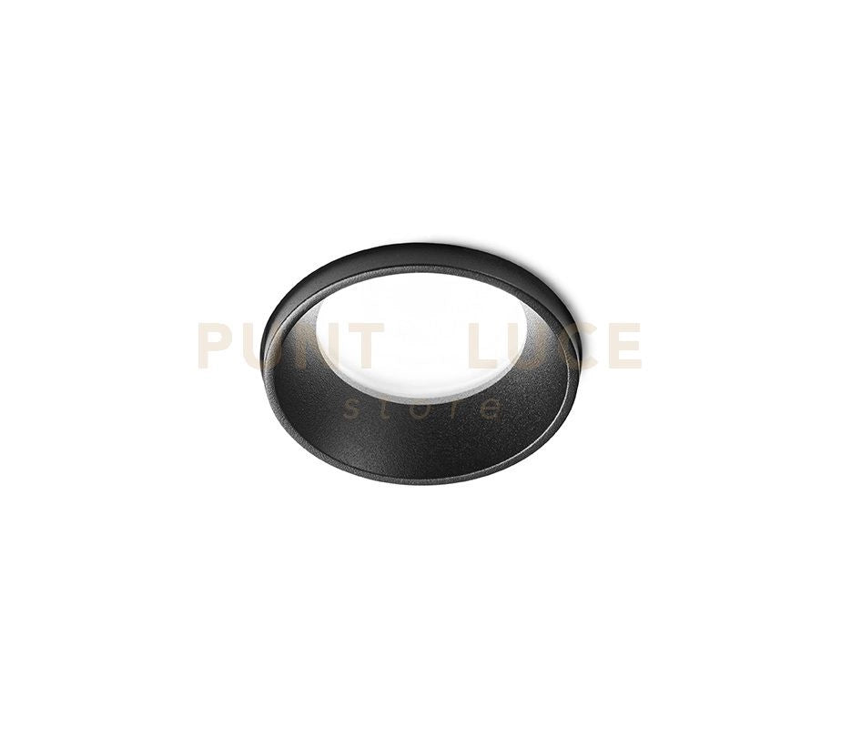 THESSALY faretto da Incasso 1 Luce Bordo Raso Nero IP54 attacco GU10 d.6cm