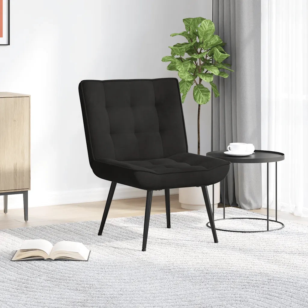 Poltrona Relax | Sedia Relax 64x74x84 cm Nera in Velluto