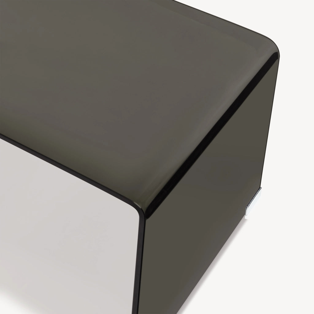 Tavolino da Caffè Väsas in Vetro 90 x 45 x 35 cm - Grigio Scuro [en.casa]