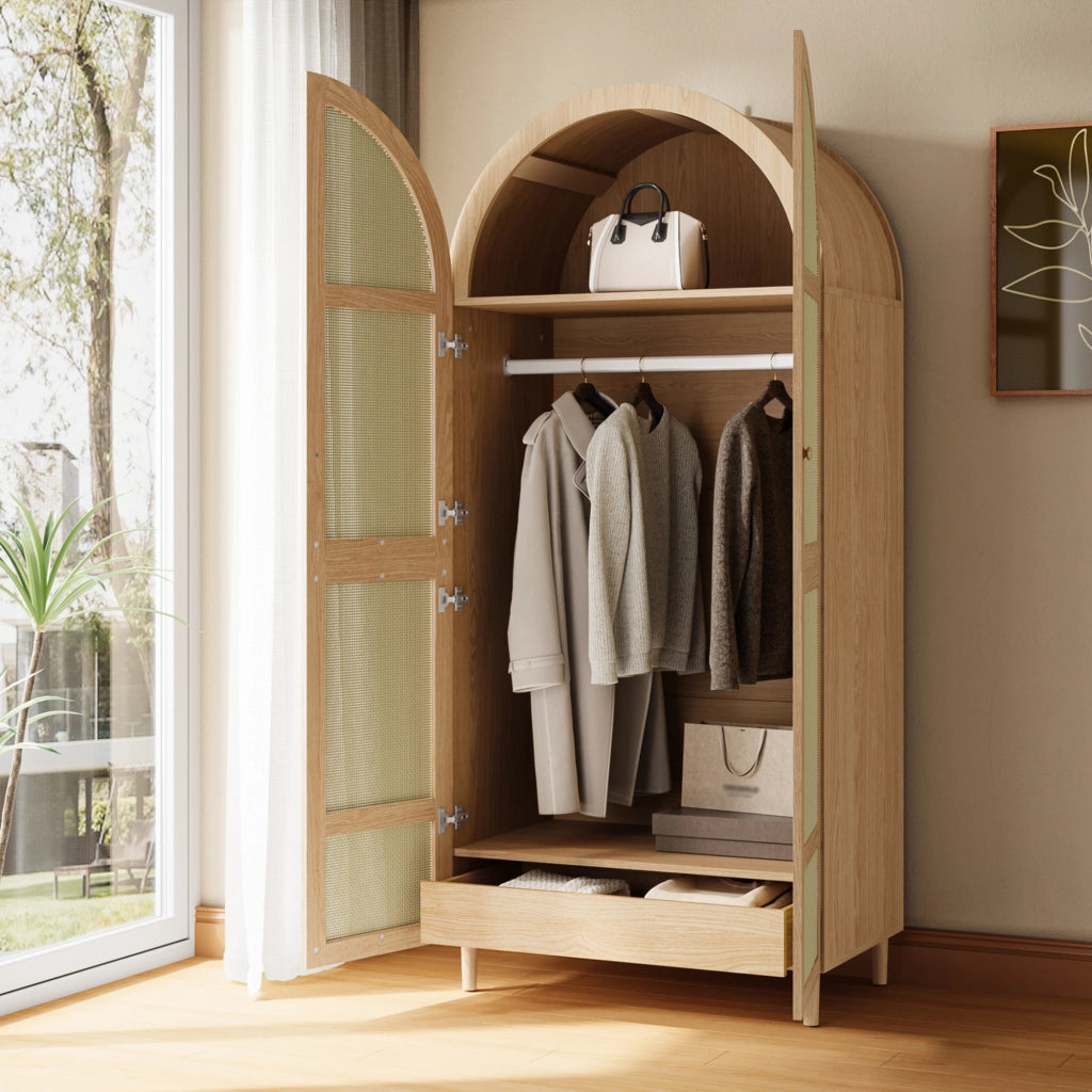 ARMADIO con porte curve 80 x 50 x 179 cm naturale in MDF e truciolare