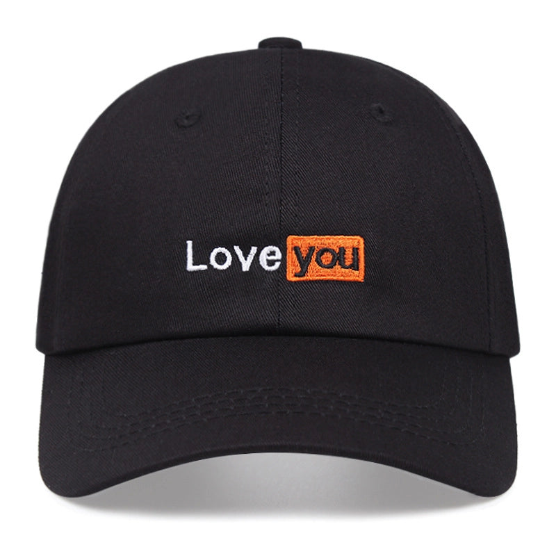 Cappellini da baseball per coppie con ricamo LOVE YOU, neri
