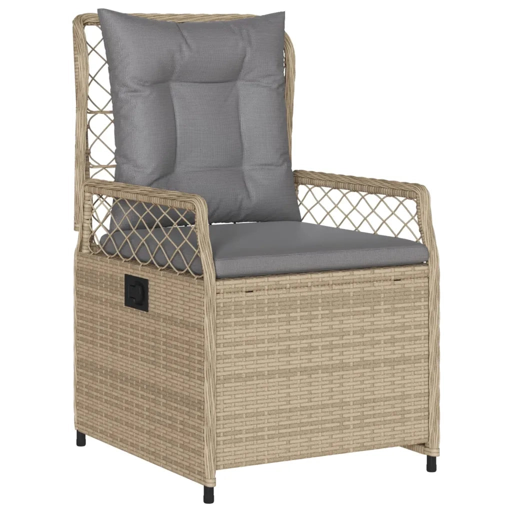 Sedie da Giardino Reclinabili 2 pz Beige Polyrattan 368664