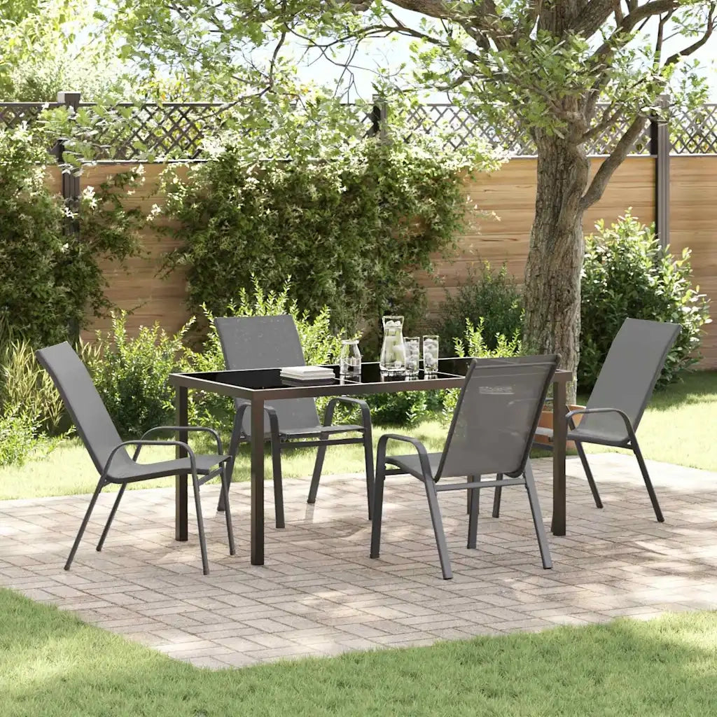 Set da Pranzo per Giardino 5 pz | Set Salotto da Giardino Grigio e Nero