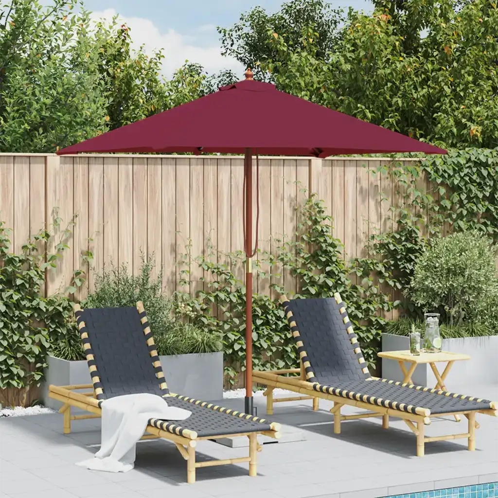 Ombrellone da Esterni-Ombrello da giardino Palo in Legno 150x200 cm Rosso Bordeaux