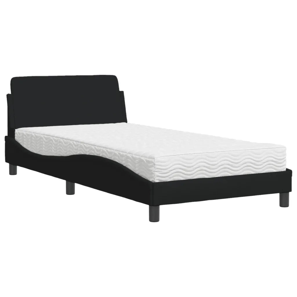 Letto con Materasso Dover Nero 100x200 cm in Tessuto