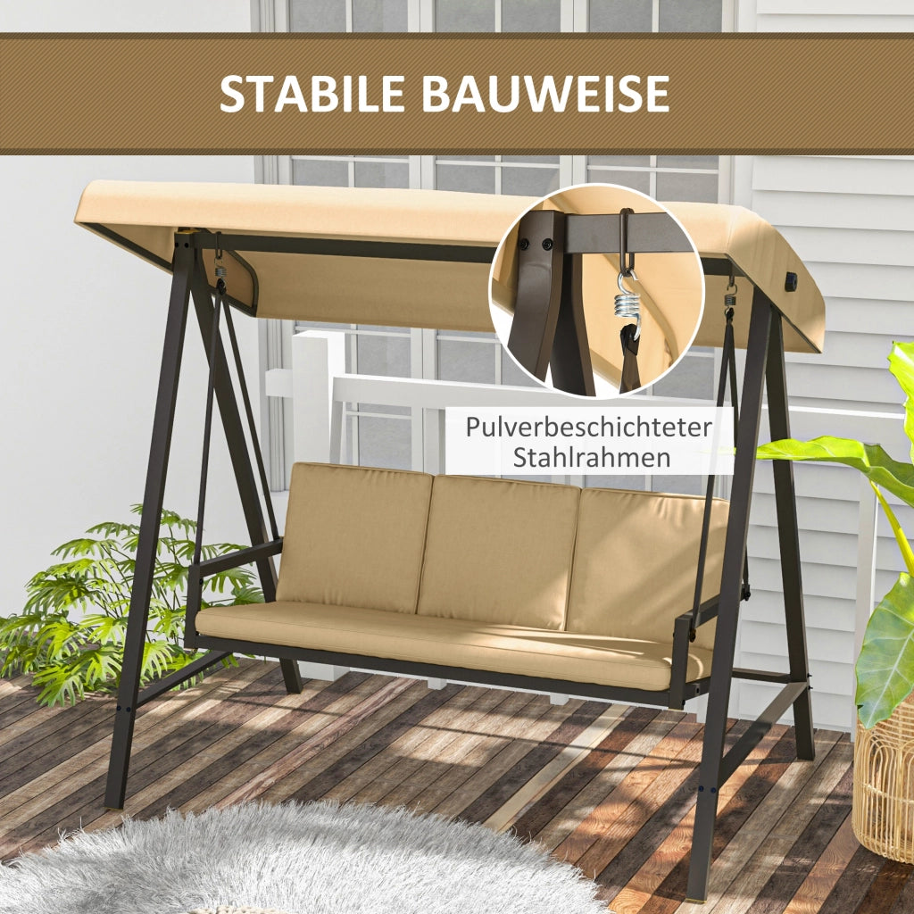 Amaca a dondolo da giardino ¨C zephmum ¨C Beige e Marrone 200x125x175 cm