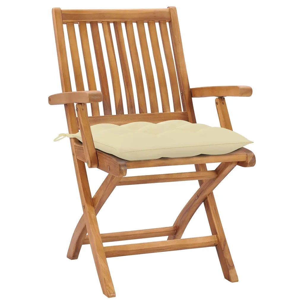 Sedie da Giardino Pieghevoli con Cuscini 4 pz Massello di Teak cod mxl 75178
