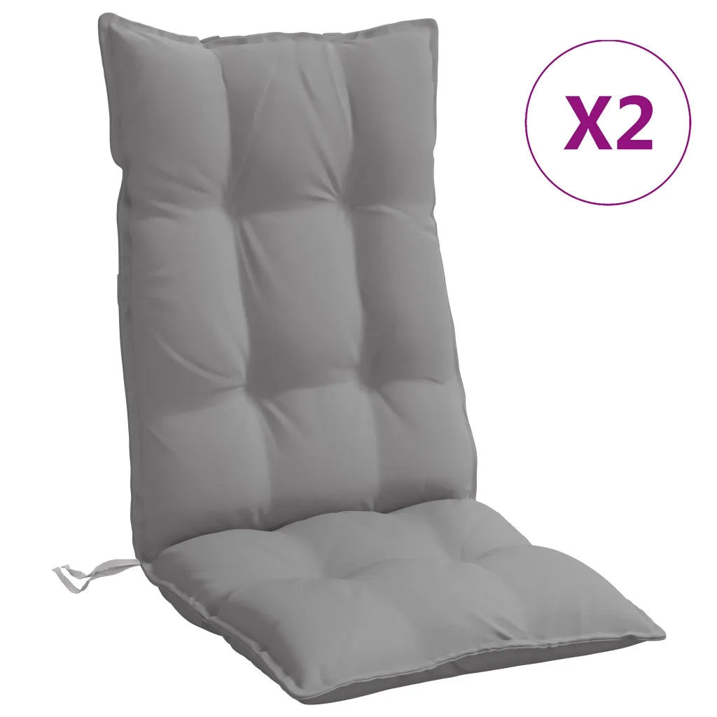 Cuscini per Sedia Schienale Alto 2 pz | Cuscini per sedie Grigio Tessuto Oxford