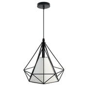 Trade Shop - Lampadario Diamante Da Soffitto Sospeso Pendente Moderno Plafoniera E27 B20 - Nero