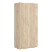 Guardaroba Artu, Mobile appendiabiti per camera da letto, Armadio a 2 ante battenti, 81x52h184 cm, Rovere