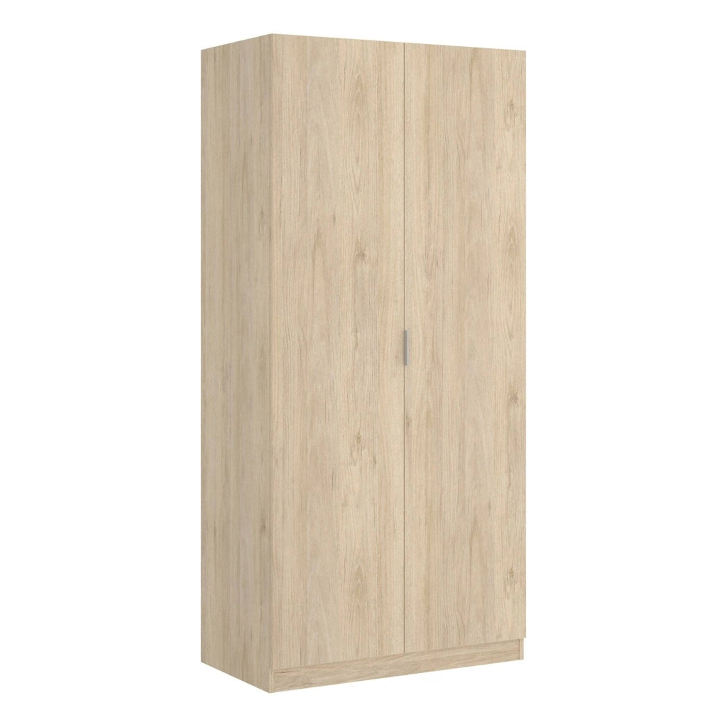 Guardaroba Artu, Mobile appendiabiti per camera da letto, Armadio a 2 ante battenti, 81x52h184 cm, Rovere