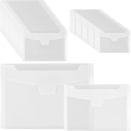 100 posti per sigillini, 2 misure di sacchetti trasparenti per sigillini, contenitore per documenti, cartellone trasparente per documenti di fattura, organizzazione ufficio, archiviazione, 24 x 18 cm, 18 x 13 cm