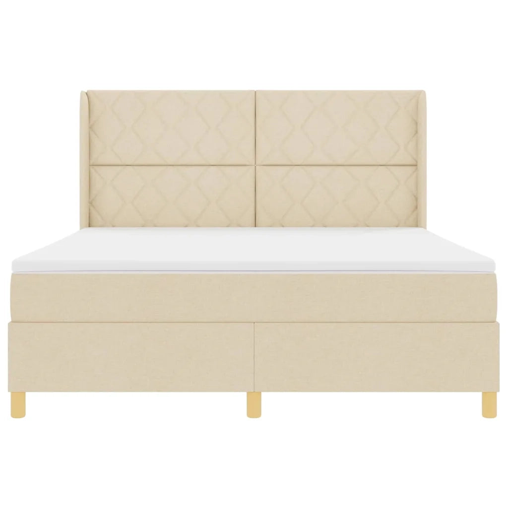 Letto a molle con materasso Crema 180 x 200 cm Tessuto 3343775
