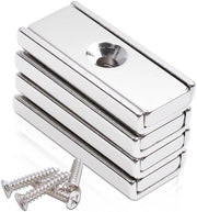 FPMYB 4 pezzi magneti forti 30 x 13,5 x 5 mm, magneti neodymium extra forti magneti neodymium con foro, viti magnetiche, magneti forti per cucine, bagni, uffici, scuole