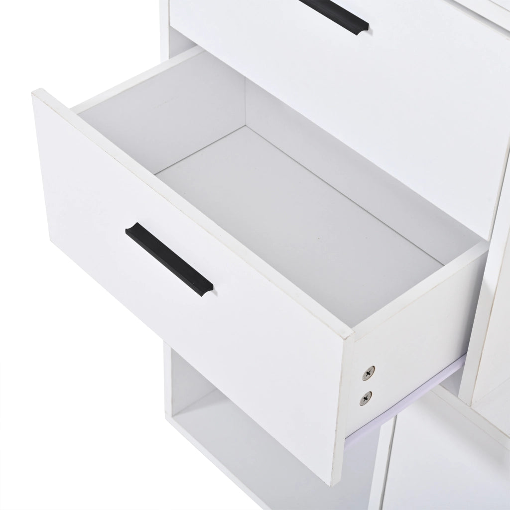 Mobile ingresso con 2 cassetti; 3 ganci e specchio - per ingresso - 90×30×180 cm - bianco
