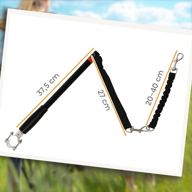 Guinzaglio per cani da bicicletta, corda elastica, tubo in acciaio, 124 cm, nero