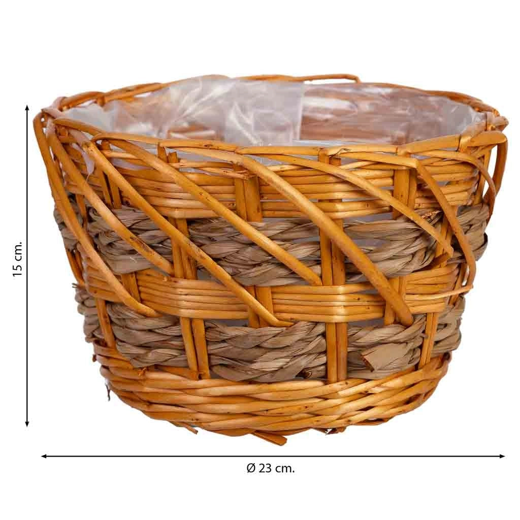 Cesto rotondo in vimini marrone 23x23x15h cm
