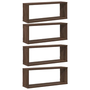 4 pz Mensole Cubo Muro | Mensola a parete Rovere Marrone 60x15x23 cm in Multistrato