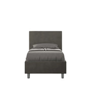 Letto singolo senza rete imbottito 80x190 microfibra grigio Adele