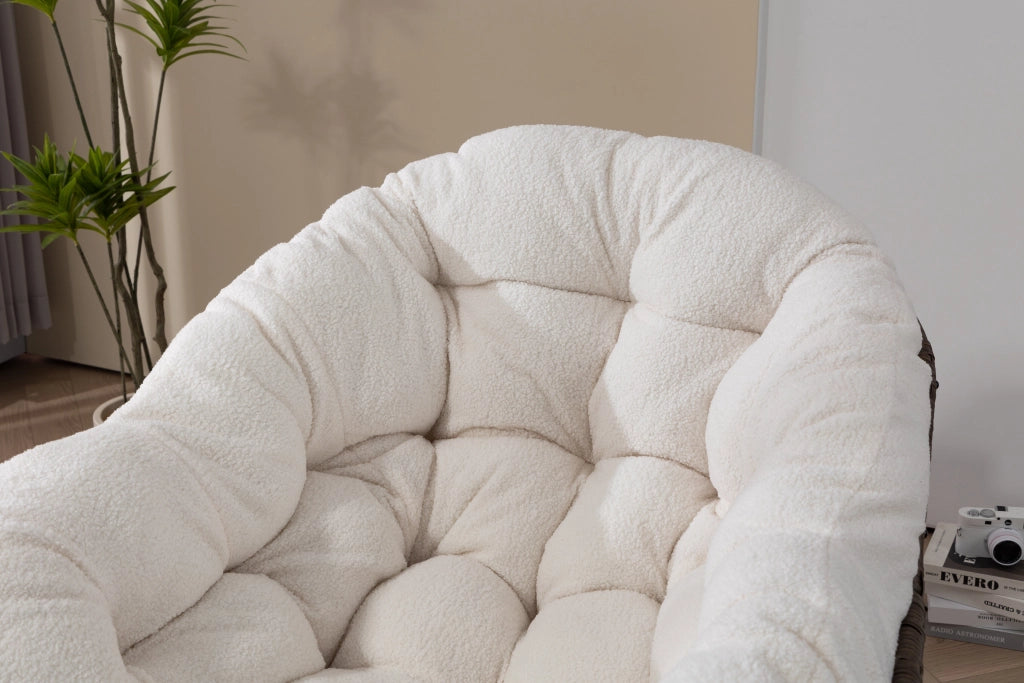 POLTRONA DONDOLO IN RATTAN SINTETICO E ACCIAIO 78x106x90 cm BIANCA