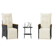 Set da BistrÃ² 3 pz con Cuscini Nero in Polyrattan
